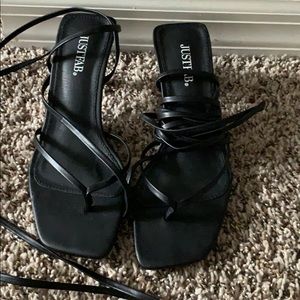 Laced up sandal heel